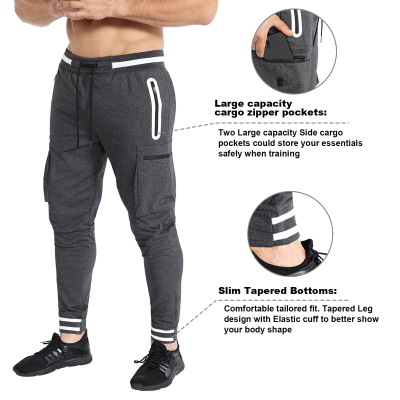 BROKIG Mens Zip Joggers Pants - Casual Gym Workout Track Pants Comfortable  Slim Fit Tapered Sweatpants with Pockets
