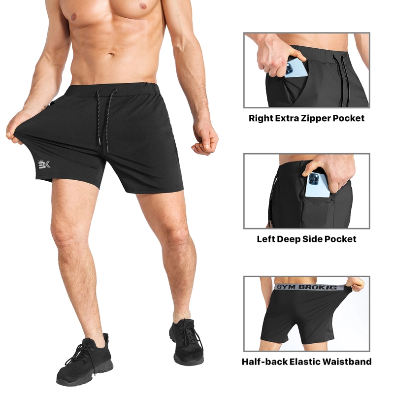BROKIG Men's Lightweight Gym Workout Shorts