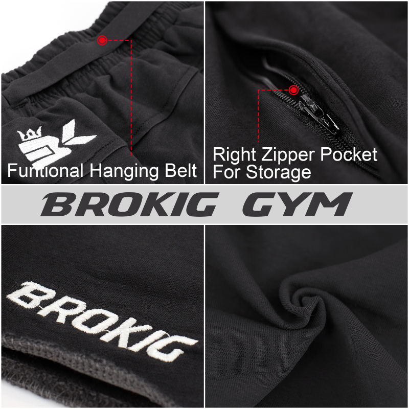 BROKIG Men's Gym Workout Shorts 5&quot;with Zipper Pockets