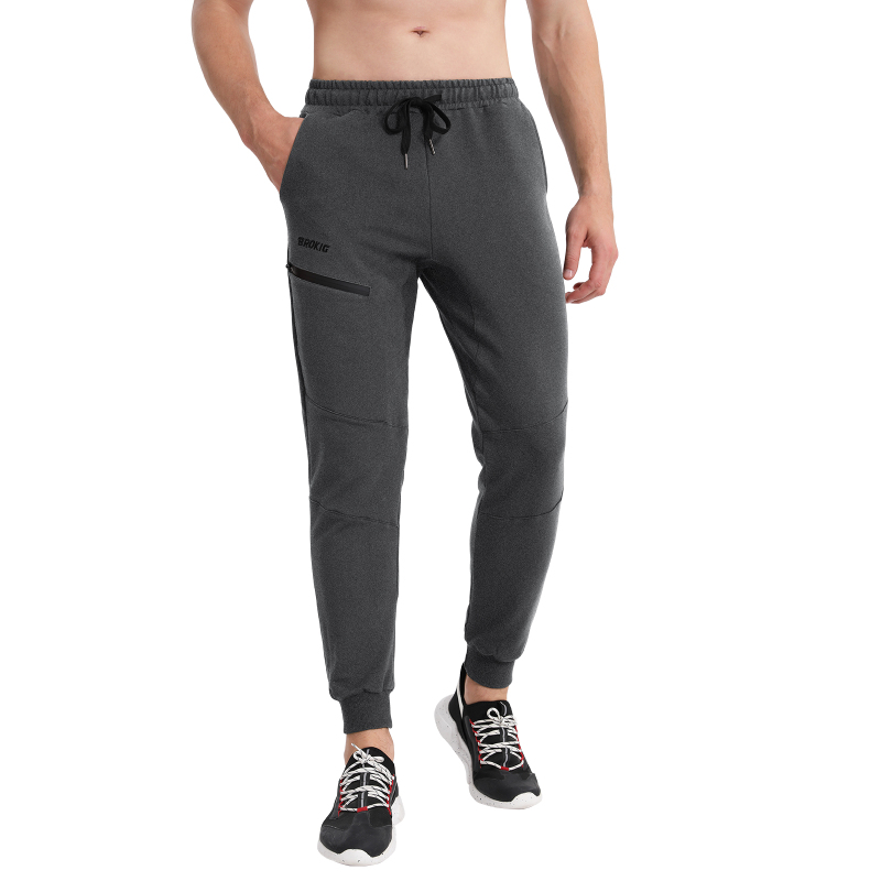 BROKIG Double Zipper Pockets Slim Fit Workout Sweat Pants