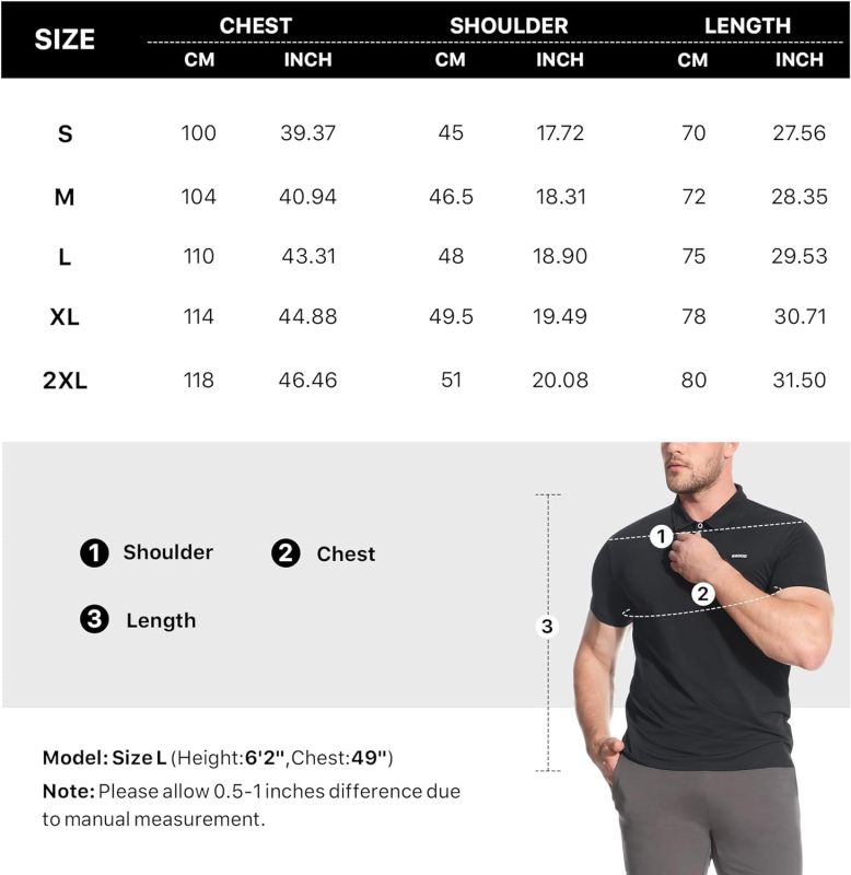BROKIG Men's BREAME Athletic Polo Shirts,Quick Dry Casual Golf Shirt Short Sleeve Polo T Shirt for Men