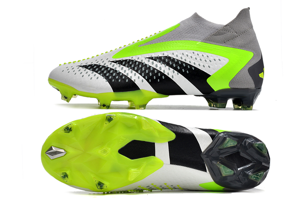 Adidas Falcons Precision White Blue Full Knit No Laces High Top FG Soccer Cleats