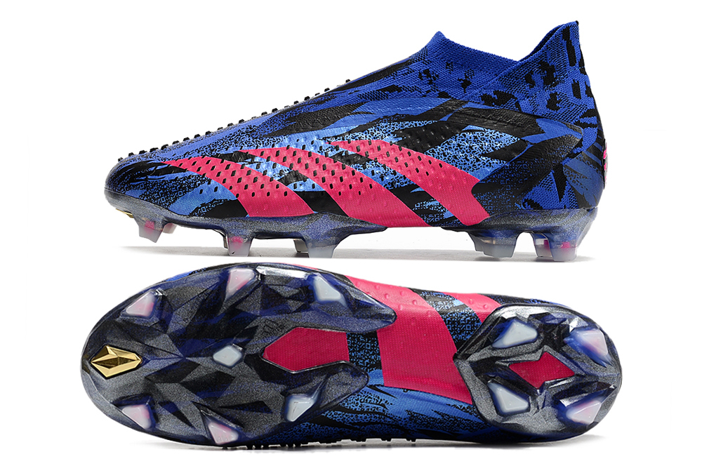 Adidas Falcons Precision White Blue Full Knit No Laces High Top FG Soccer Cleats