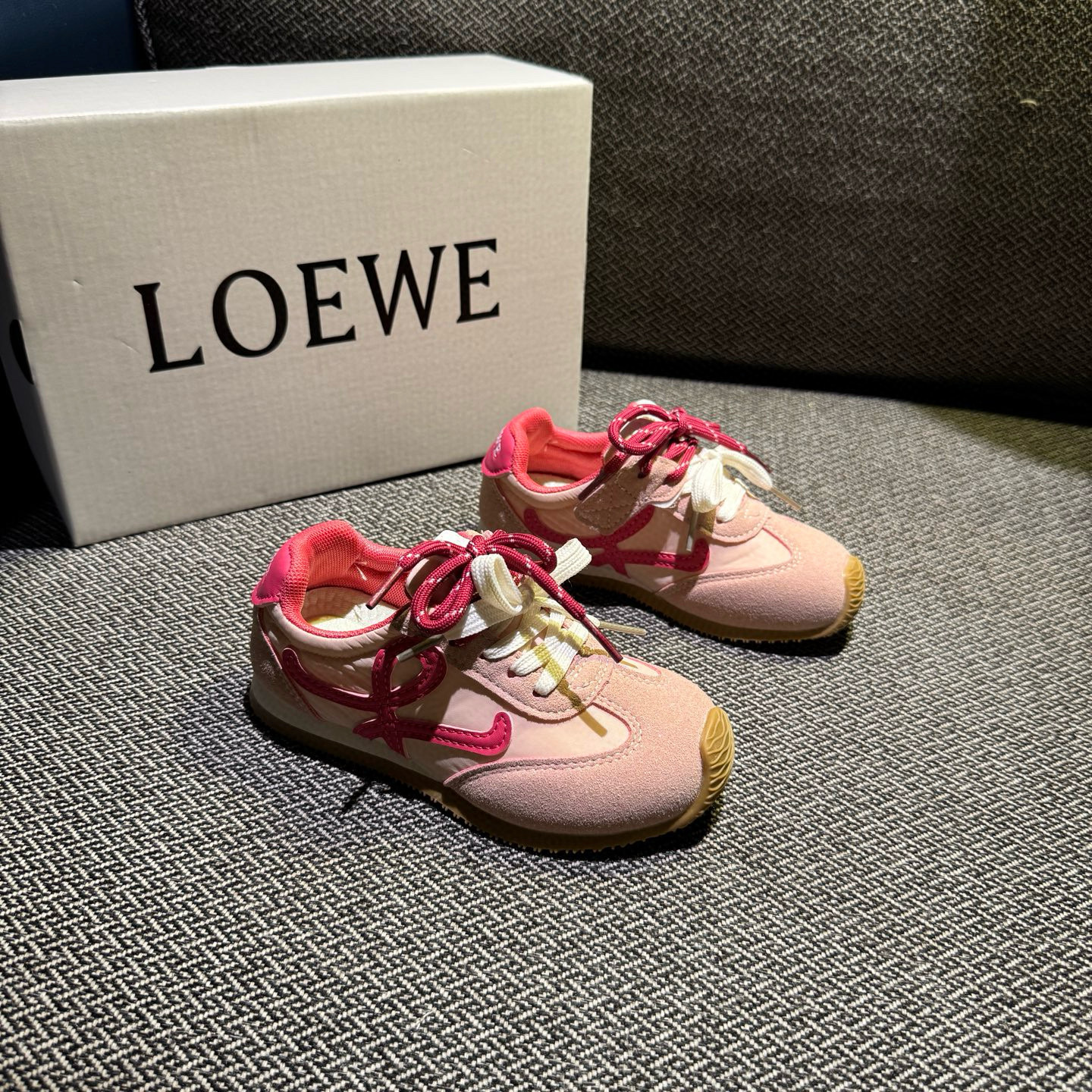 Loewe two-color shoelace collaboration  children's shoes