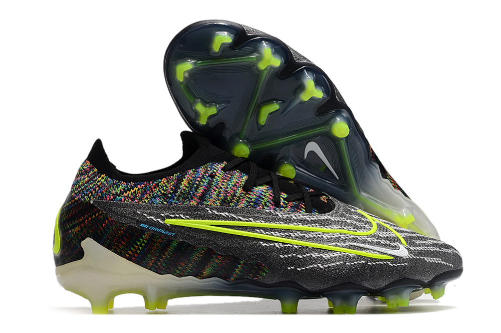 Nike low-top phantom GX black and gray double-layer waterproof fish silk full knitted FG football shoes