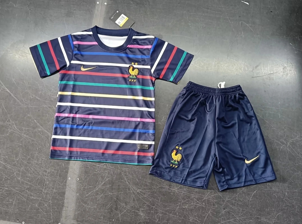 Kids France Training Clothes 24/25 Soccer Jersey