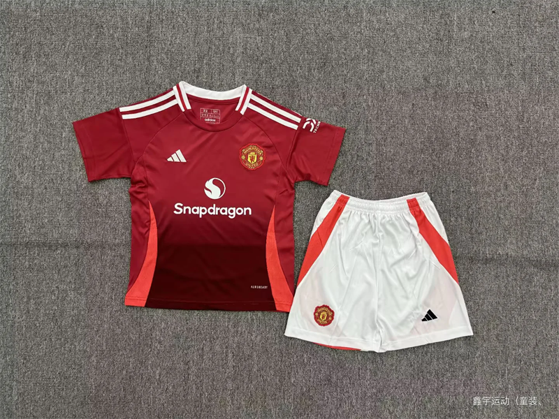 Kids  Manchester United   24/25 Home Away Soccer Jersey