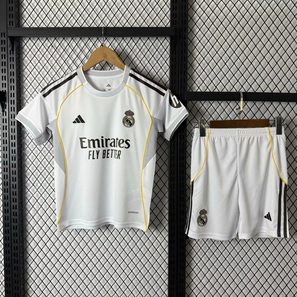 Kids  25/26 Real Madrid Home Away  Soccer Jersey