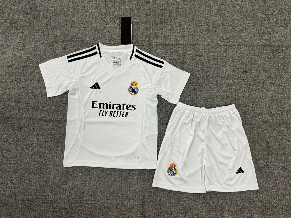 Kids Real Madrid   24/25 Home Away Soccer Jersey