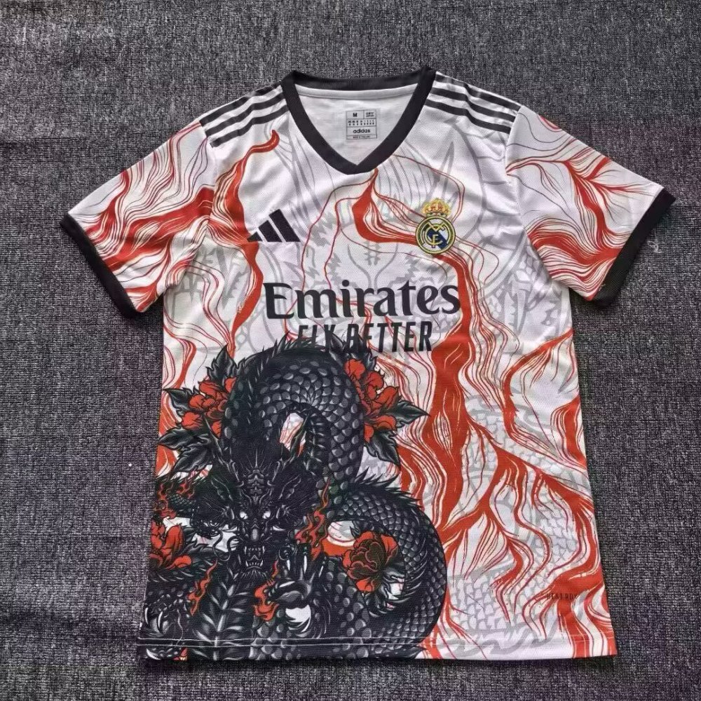 2025-2026   Real Madrid Dragon Pattern White S-2XL