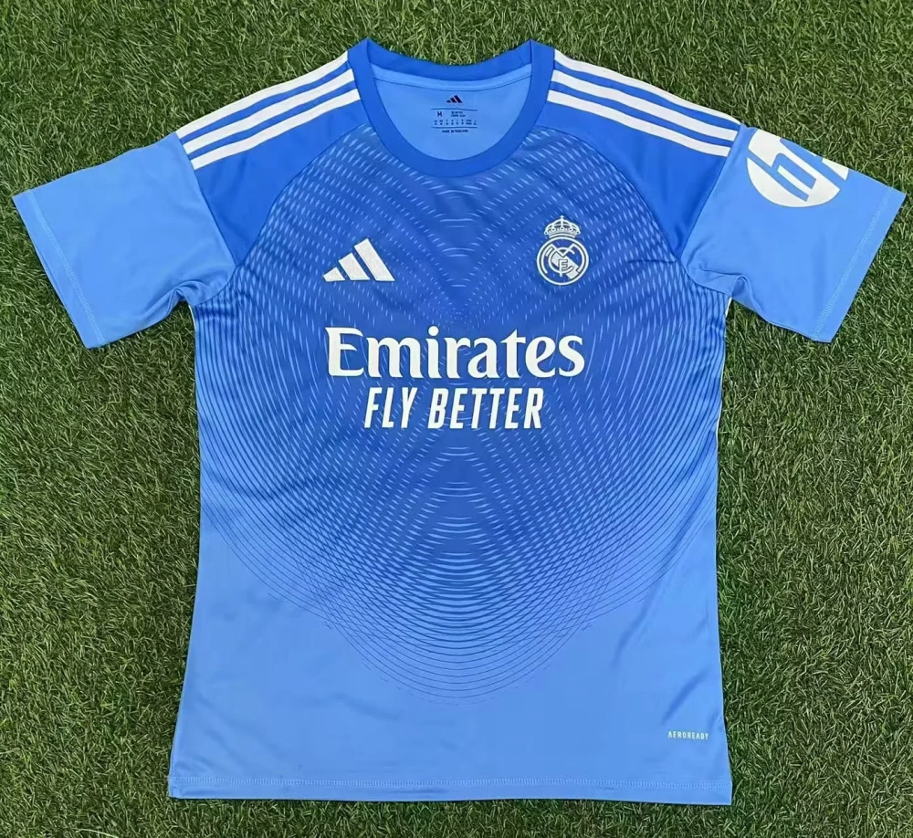 25-26 Real Madrid goalkeeper Jersey | thai version | blue | black | short-sleeved | 416