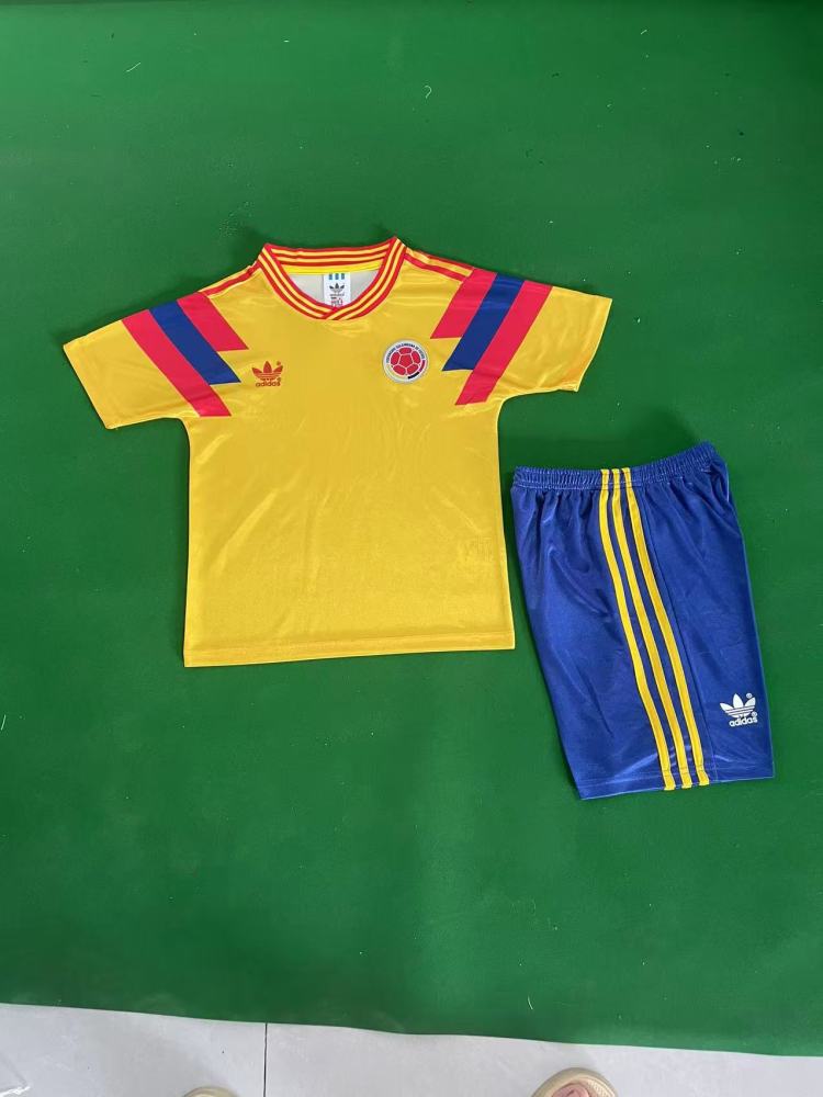 Kids 90 Colombia Home Soccer Jersey | short-sleeved | retro version