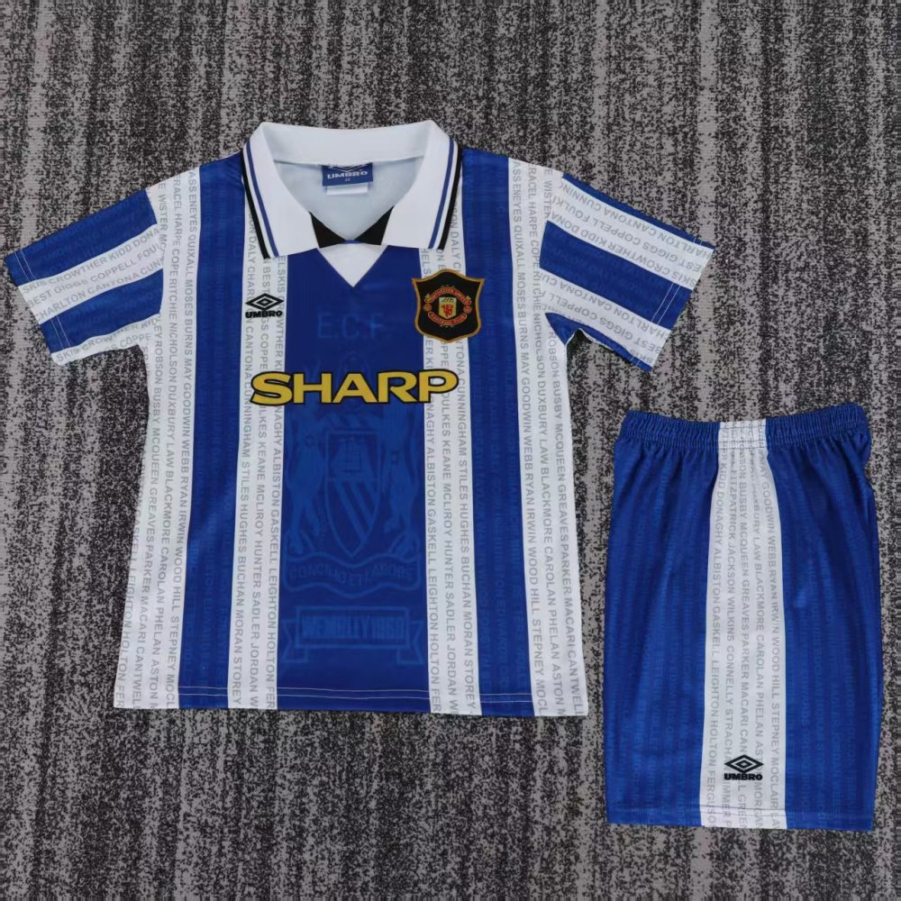 Kids 94-96 Manchester United Third Soccer Jersey | white-red | short-sleeved | retro version