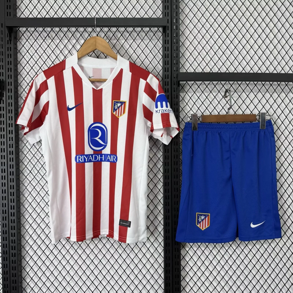 Kids 25/26 Atletico Madrid Home Soccer Jersey | short-sleeved | 507