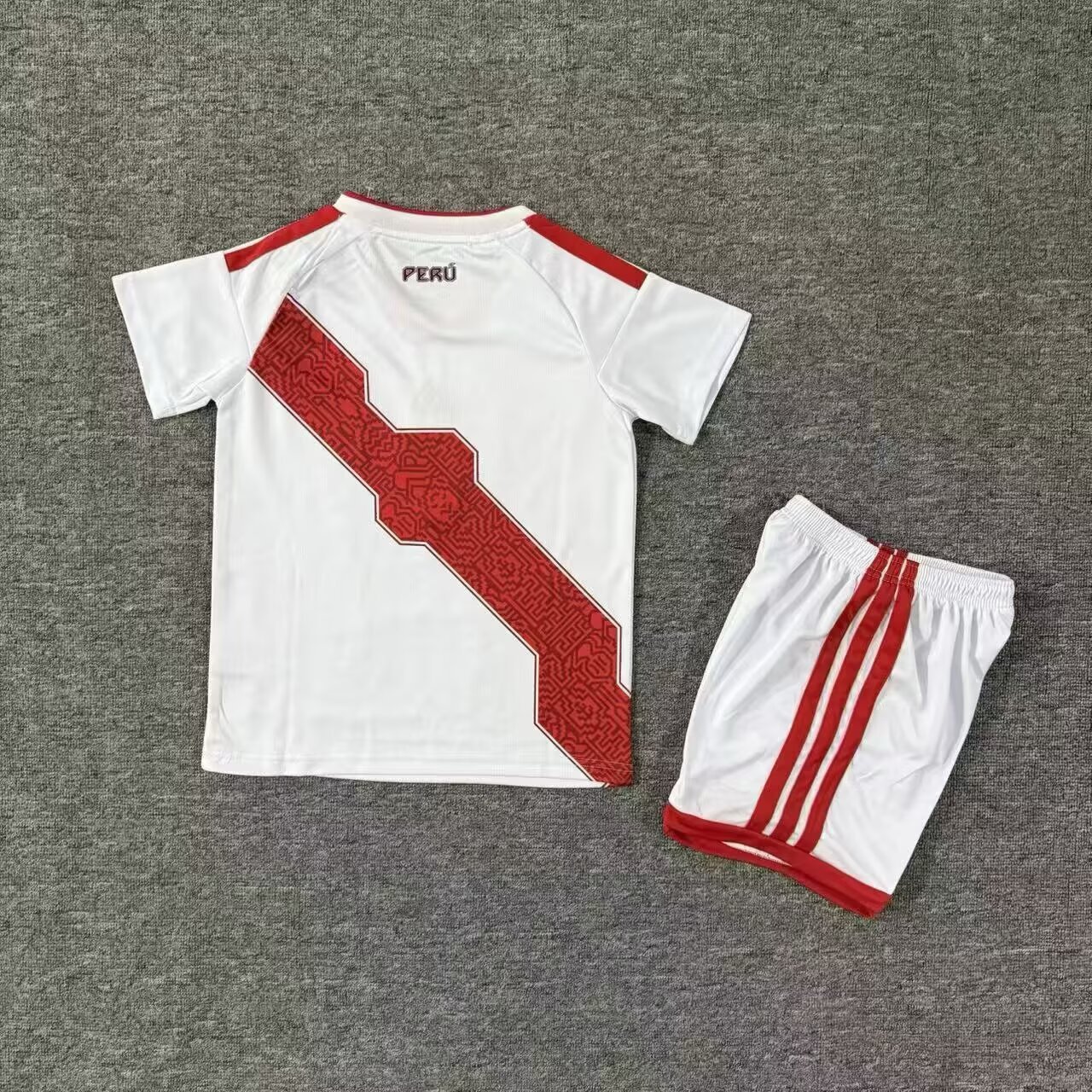 Kids 26 27 Peru home Soccer Jersey | short-sleeved | QIUW