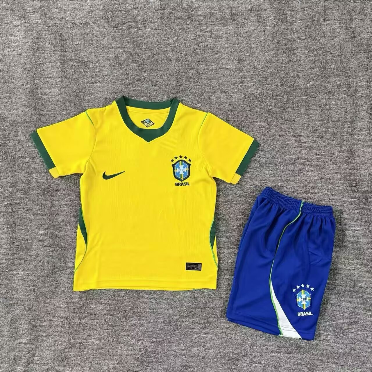 Kids 26 27 Brazil home Soccer Jersey | short-sleeved | Brasil | CBF | QIUW