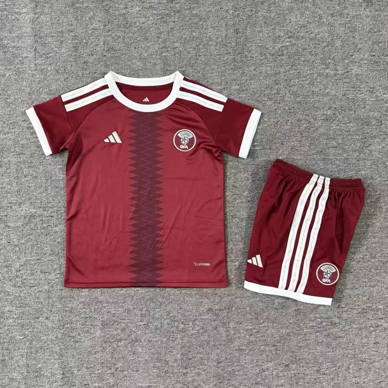 Kids 26 27 Qatar home Soccer Jersey | short-sleeved | QFA | QIUW