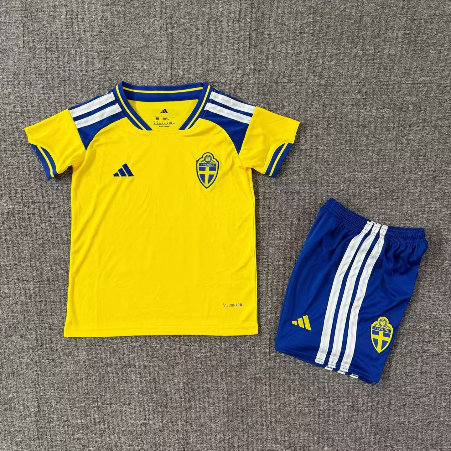 Kids 26 27 Svenska home Soccer Jersey | short-sleeved | Sverige | QIUW