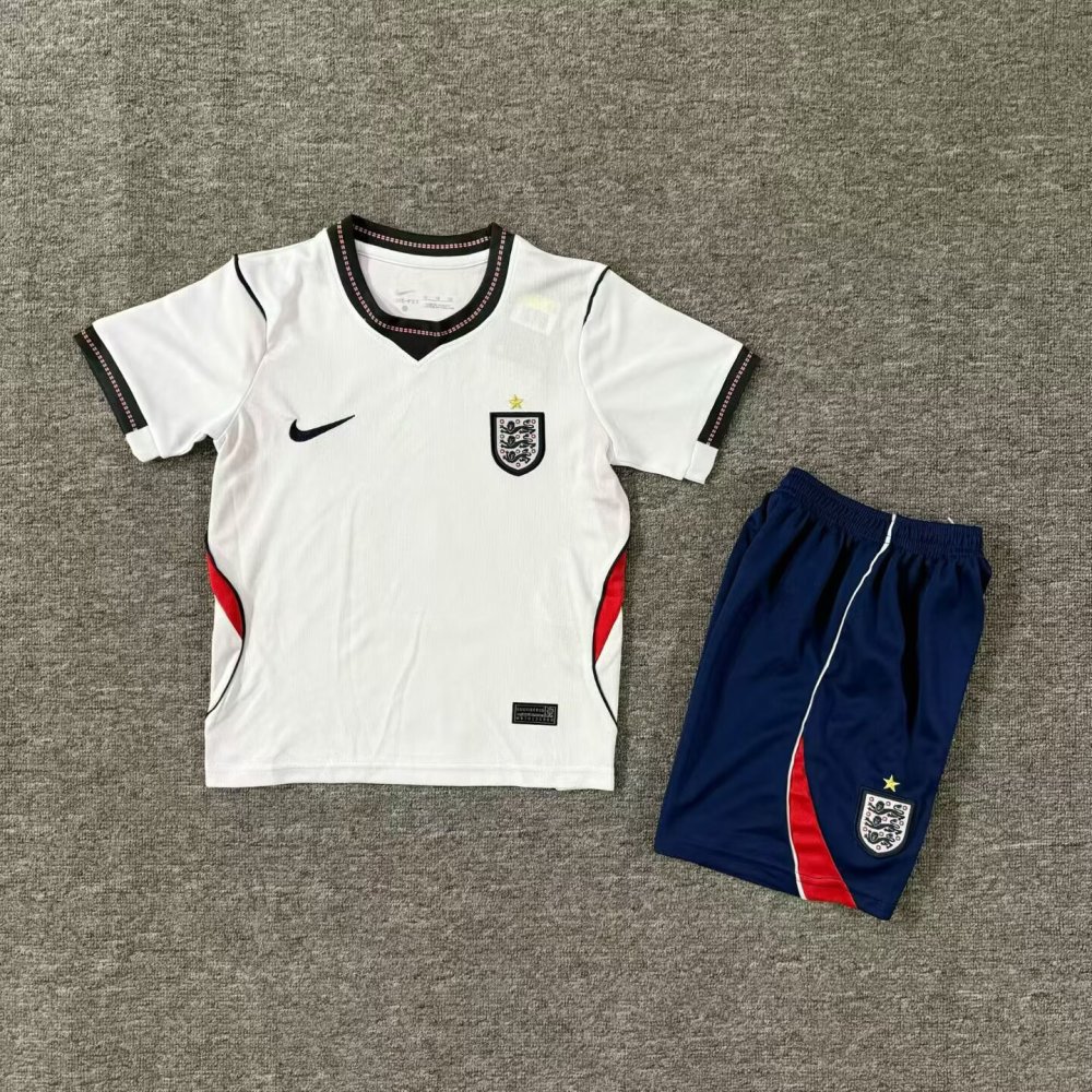 Kids 26 27 England home Soccer Jersey | short-sleeved | QIUW