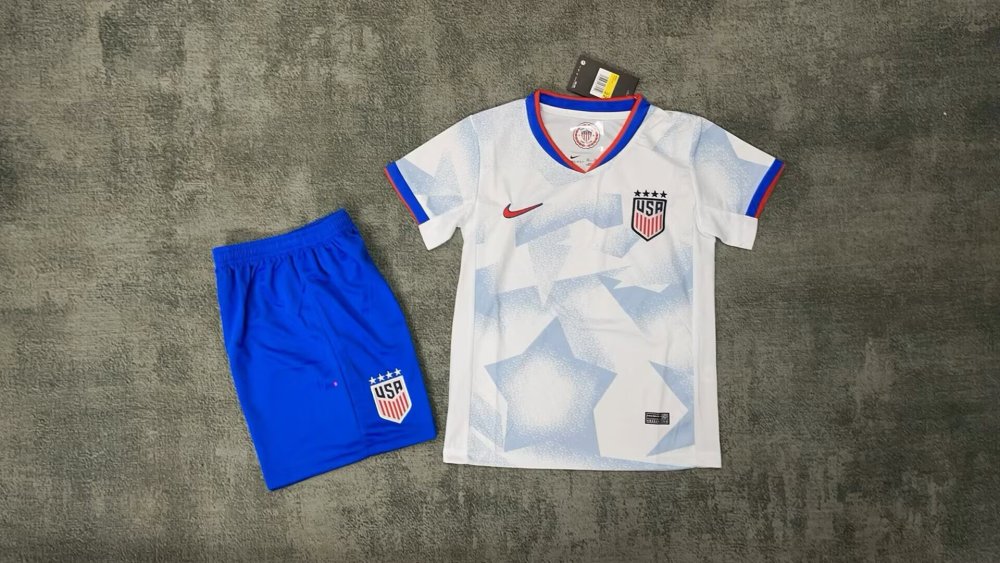 Kids 25-26 United States   Home Soccer Jersey | short-sleeved | 1134