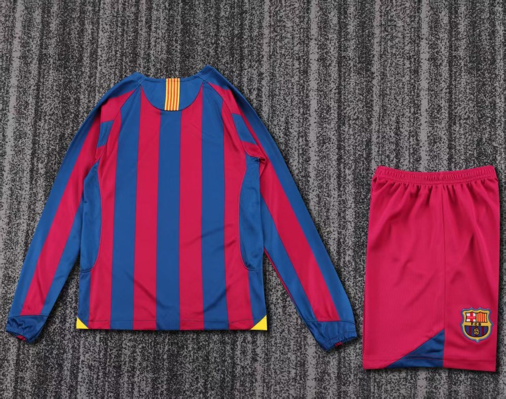 2005-2006 Barcelona League version Retro home gameJersey  long sleeves [Retro Edition] |