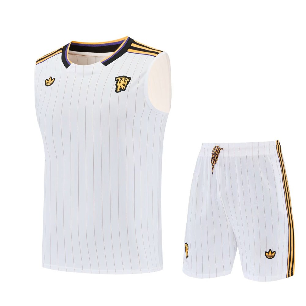 Manchester United retro style black and white adult set Shorts with pockets Thai version quality new style