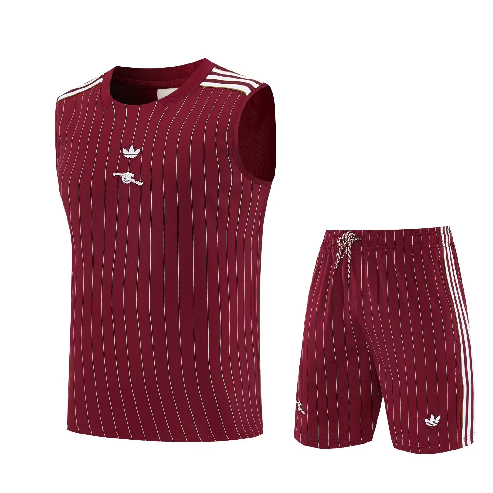 Arsenal retro style red and white adult set Shorts with pockets Thai version quality new style
