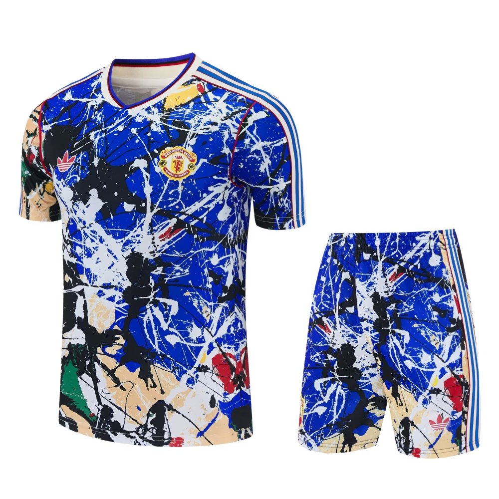 Manchester United short sleeves retro style  adult set Shorts with pockets Thai version quality new style