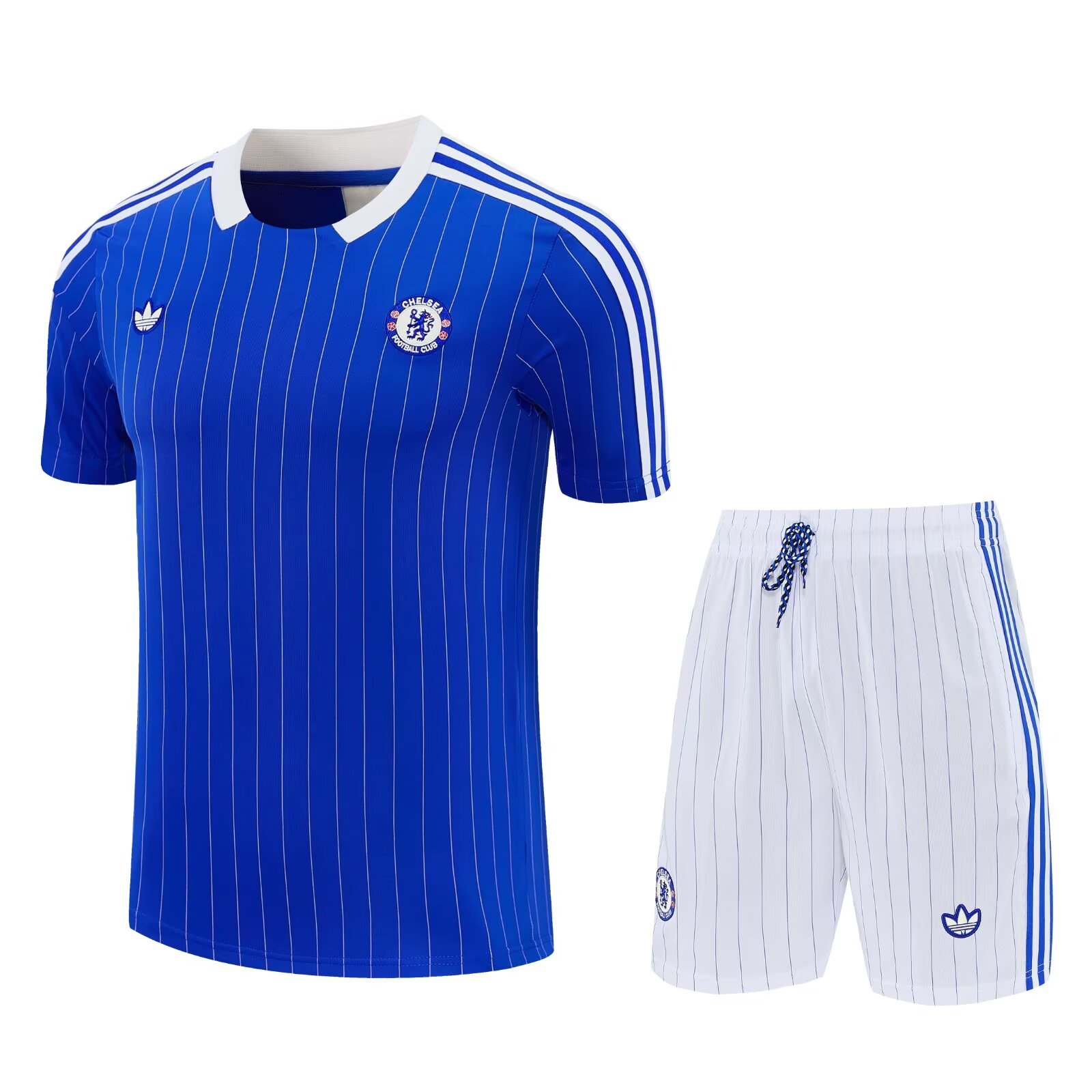 Chelsea short sleeves retro style blue and white adult set Shorts with pockets Thai version quality new style