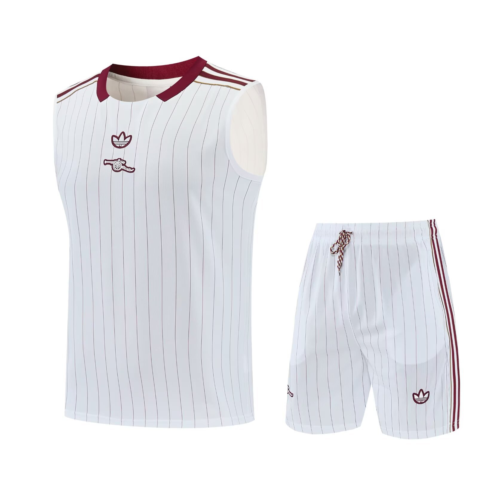 Arsenal retro style red and white adult set Shorts with pockets Thai version quality new style