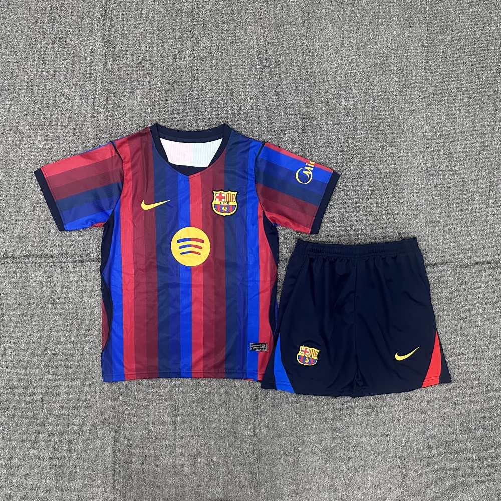 Kids 26-27 Barcelona home   Soccer Jersey | short-sleeved