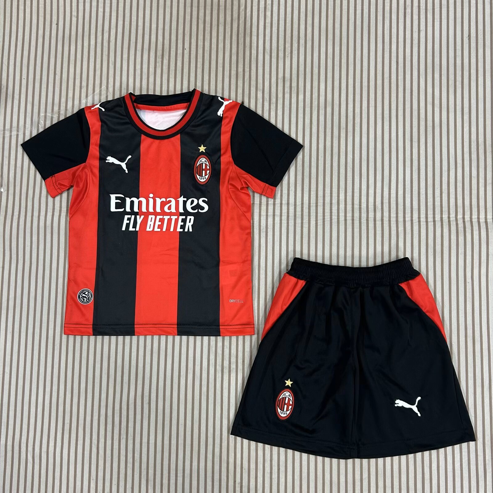Kids 26-27 AC Milan  home 2 stars Soccer Jersey | short-sleeved