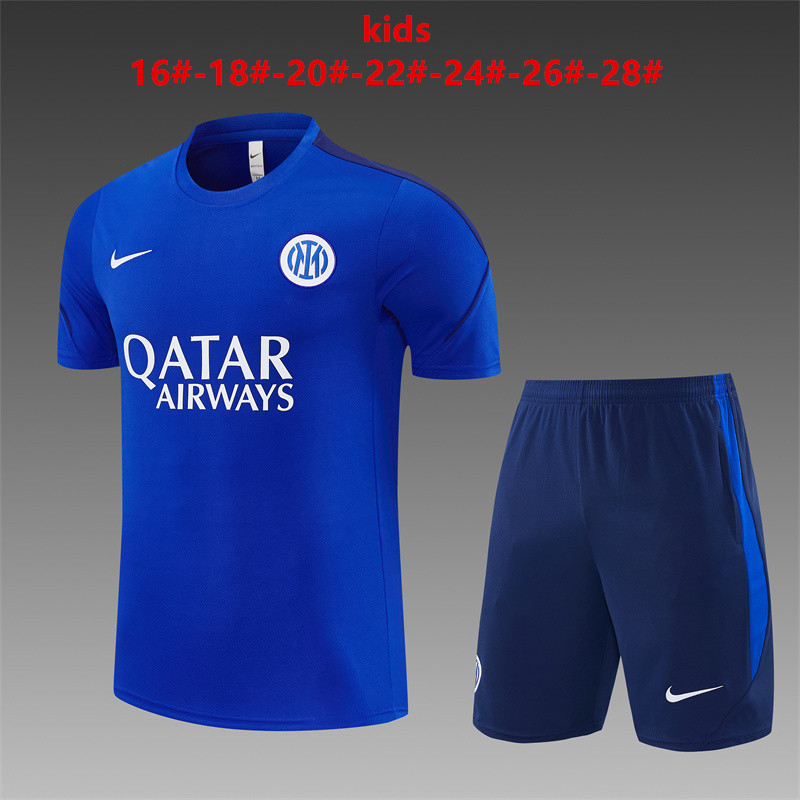 Inter Milan 2026 Kids Electric Blue  Electric Blue Training Sets Zipper Pocket Short Sleeve |   C14012