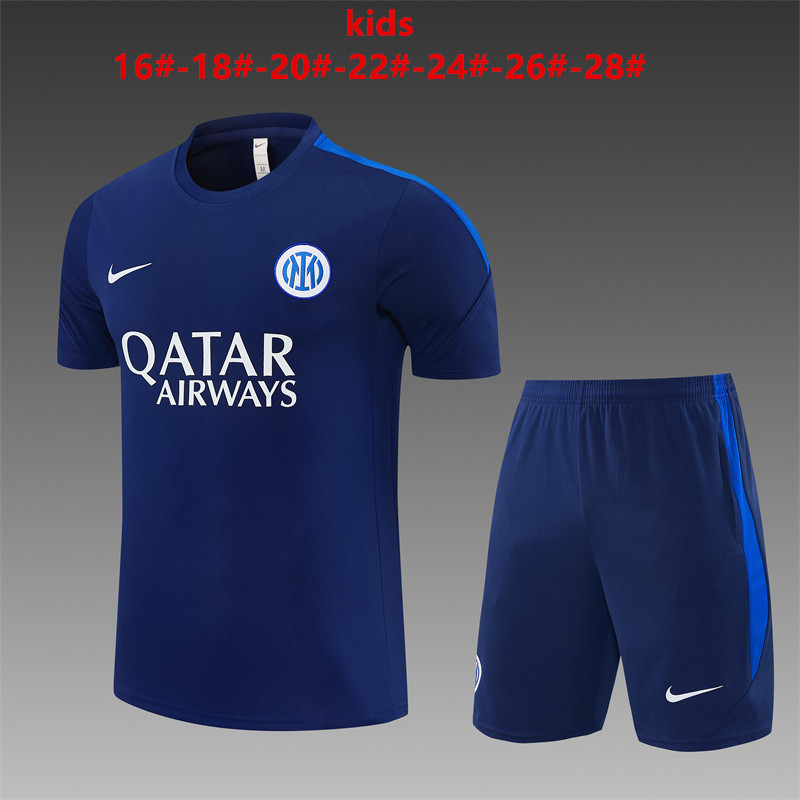 Inter Milan 2026 Kids blue  Electric Blue Training Sets Zipper Pocket Short Sleeve |   C14012