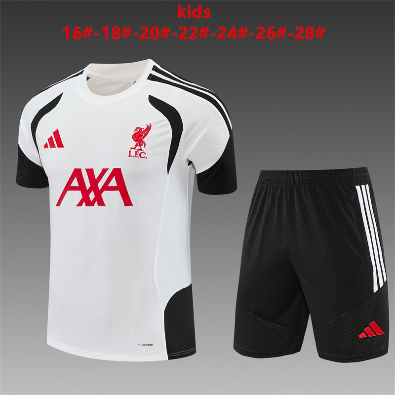 Liverpool 2026 Kids White Training Sets Zipper Pocket Short Sleeve |   C14012