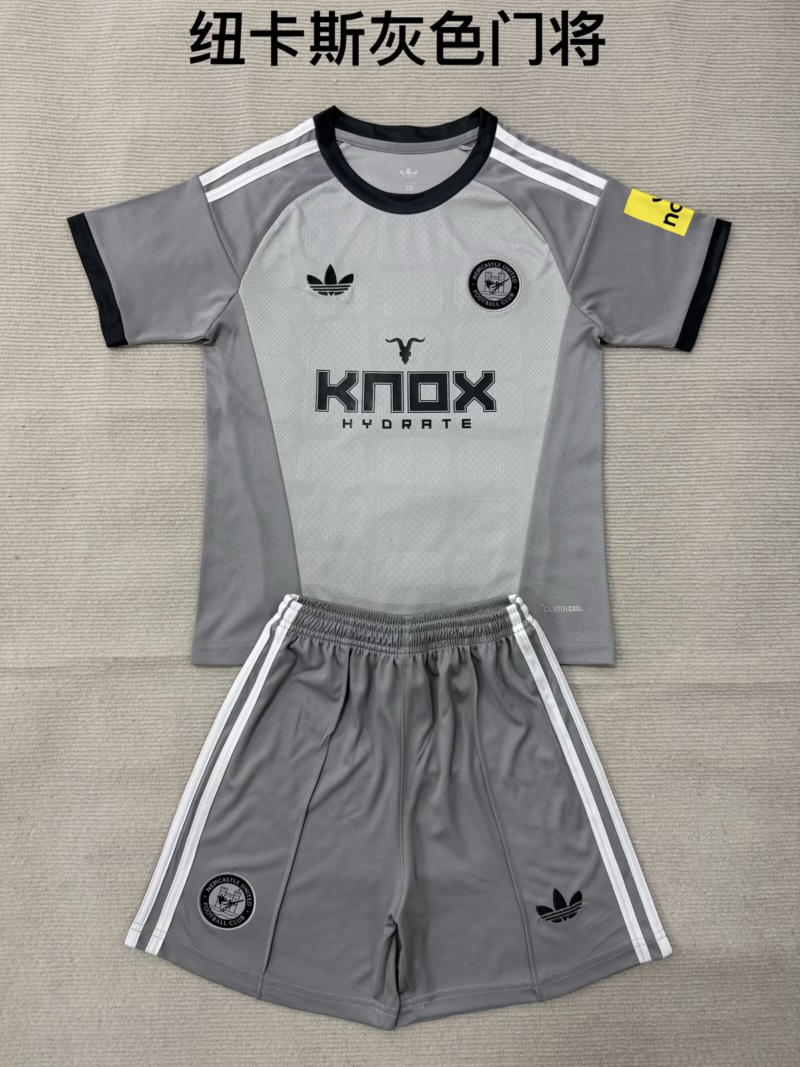 Kids 26-27 Newcastle Grey Goalkeeper Soccer Jersey | short-sleeved
