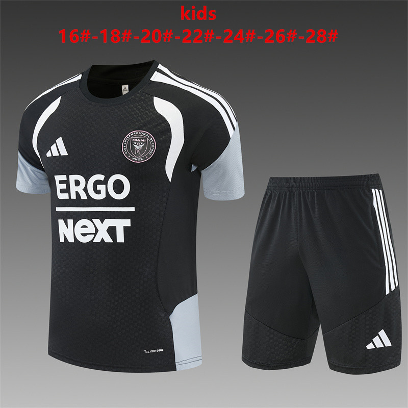 Miami 2026 Kids black Training Sets Zipper Pocket Short Sleeve |   C14012
