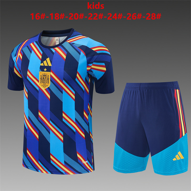 Spain 2026 Kids Color Training Sets Zipper Pocket Short Sleeve |   C14012