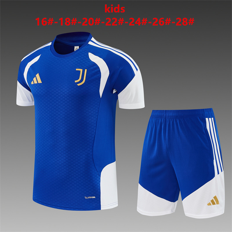 Juventus  2026 Kids Blue Training Sets Zipper Pocket Short Sleeve |   C14012