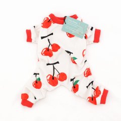 CuteBone Dog Pajamas Cute Cherry Dog Apparel Dog Jumpsuit Pet Clothes Onesie Pajamas P08(M size)