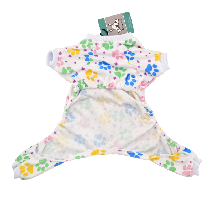 Colorful footprint dog pajamas