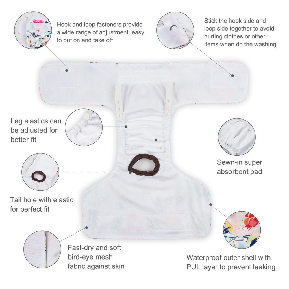 3 Pack Leaf Pattern Female Dog Diapers