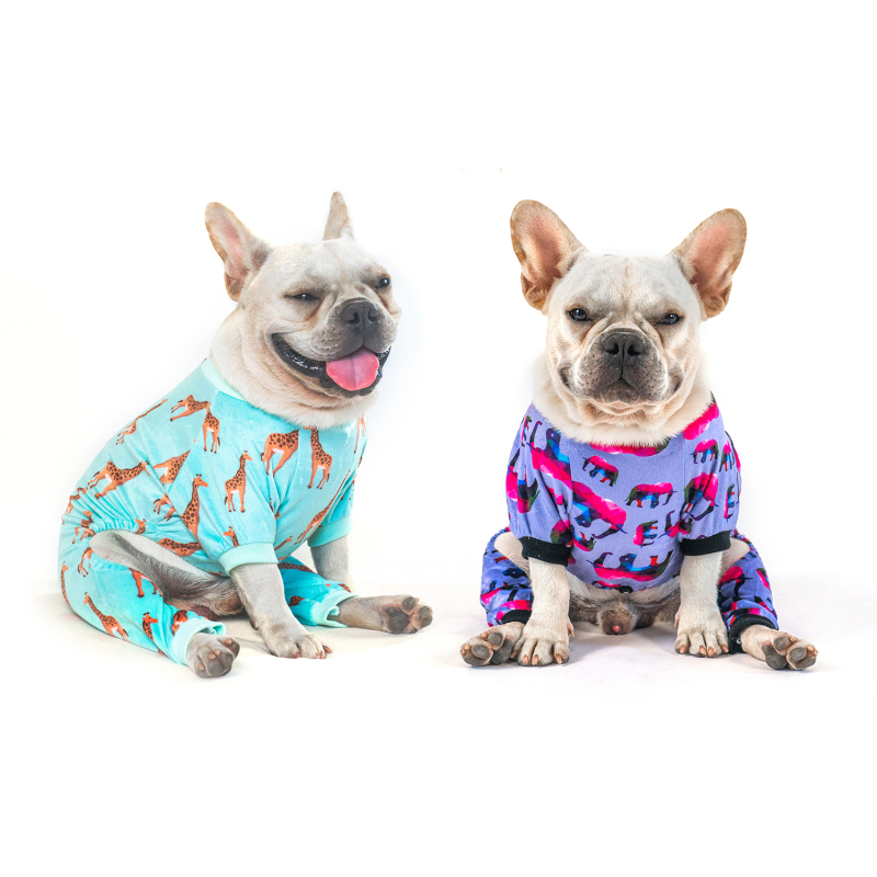 Giraffe&amp;Elephant Dog Pajamas -2pcs