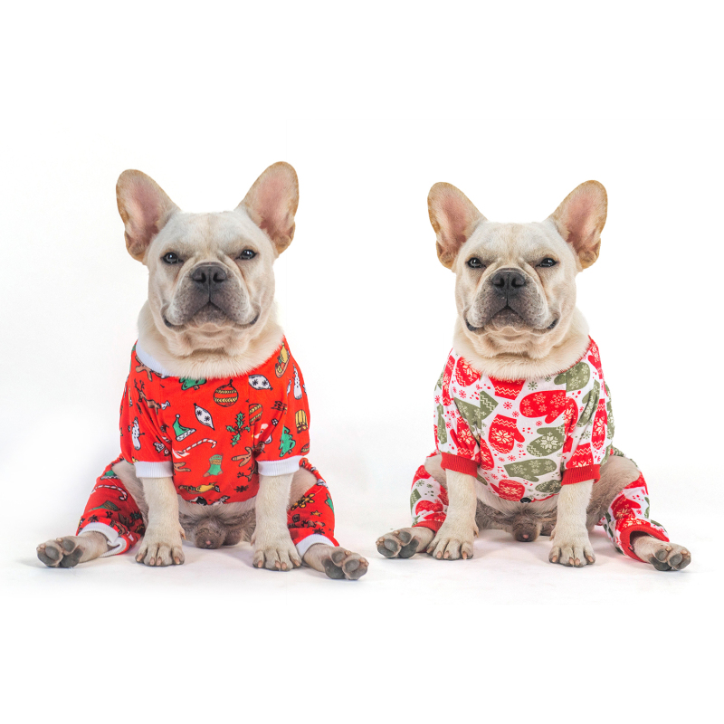 2 pack of Christmas Bells and Gloves Dog Pajamas