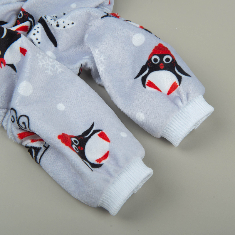 Grey Penguin Pattern Dog Pajamas for Halloween,Christmas and Holiday,Light Gray