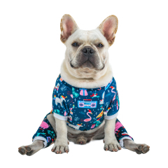 Animal Park Pattern Dog Pajamas for Halloween,Christmas and Holiday,Light Blue
