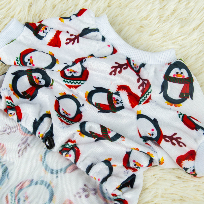 (Only Ship to US)Santa Penguin Dog Pajamas for Christmas and Holiday,White