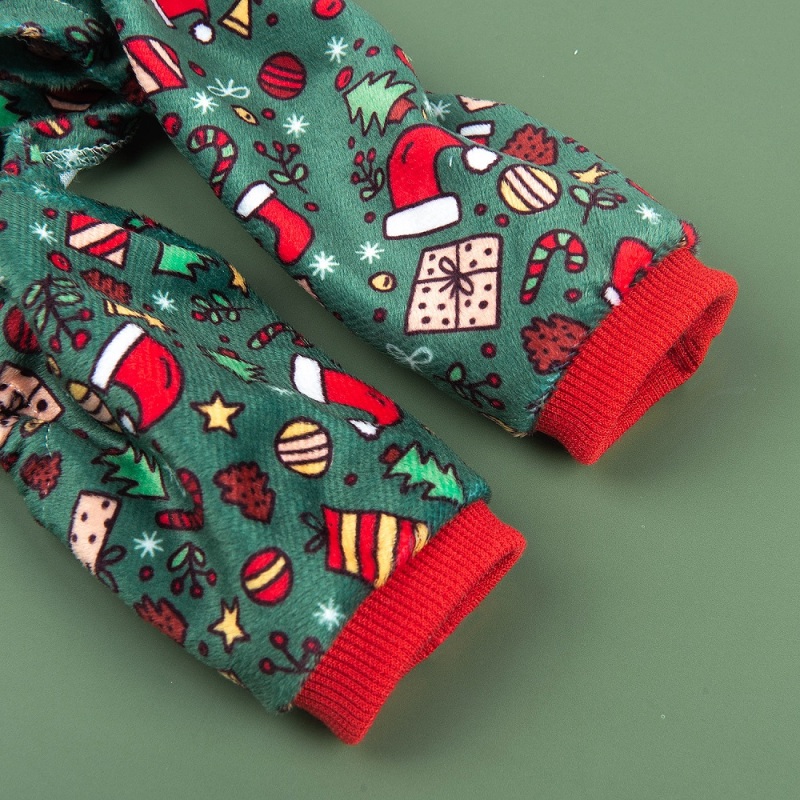 Santa Tree Dog Pajamas for Christmas and Holiday,Dark Green