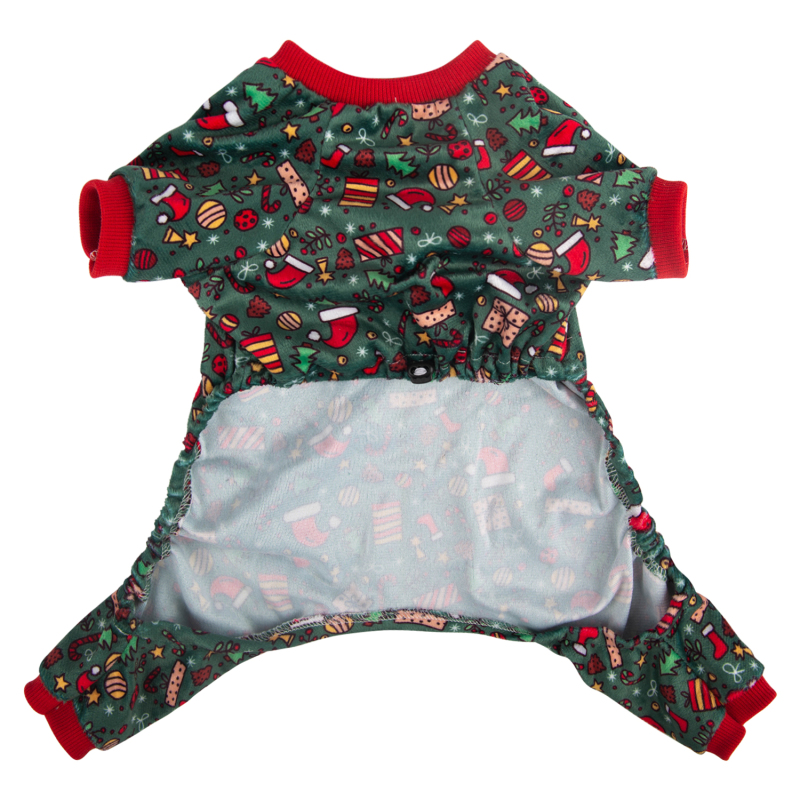 Santa Tree Dog Pajamas for Christmas and Holiday,Dark Green