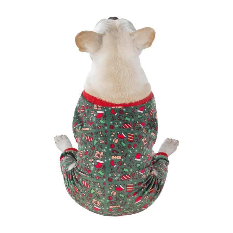 Santa Tree Dog Pajamas for Christmas and Holiday,Dark Green